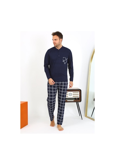Akbeniz Erkek Uzun Kol Penye Lacivert Pijama Takımı 6861 Lacivert