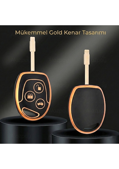 Ford Focus Transit Fiesta Modeo Fusion Ka Galaxy Gold Kenar Tpu Anahtar Kılıfı Siyah