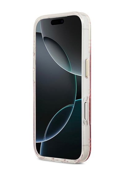 Apple Uyumlu iPhone 17 Pro  Kılıf Guess Lisanslı M-safe Şarj Özellikli 4g Desenli Simli Silikon Kapak Pembe Pembe