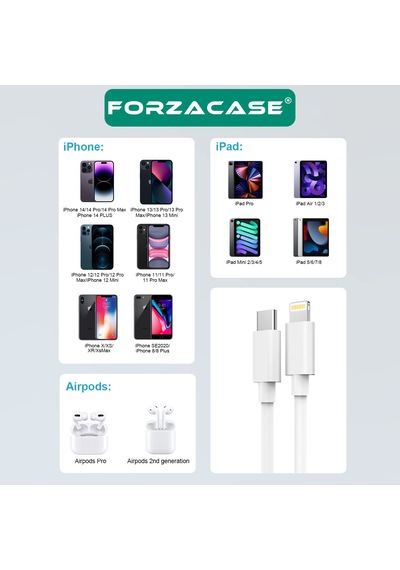 Forzacase Usb-c Type-c To Lightning Kablosu Pd Şarj Kablosu 3 Metre - Fc1173 1 Adet