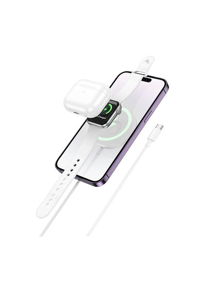 Hoco Cw50 15w AirPods + Apple Uyumlu Watch+iPhone 3in1 Kablosuz Manyetik Hızlı Şarj Aleti- 5775 Standart