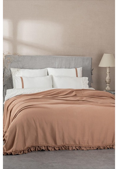 Ecocotton Alessa Terra %100 Organik Pamuk Jakarlı Pike Takımı 240 260 Cm Terrecota