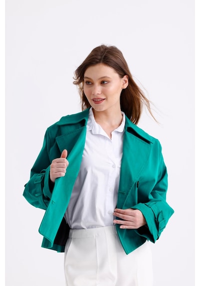 Pastelastore %100 Pamuk Gabardin Astarlı Oversize Geniş Kalıp Kadın Crop Kısa Trençkot 1122 Zümrüt Yeşili Pastelastore %100 Pamuk Gabardin Astarlı Oversize Geniş Kalıp Kadın Crop Kısa Trençkot 1122 Zümrüt Yeşili