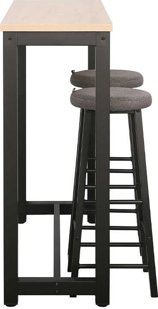 High-rise 2 Tabureli Yüksek Ayaklı Yemek Masası - Ceviz/ Siyah 120x40x100 Ceviz