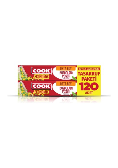 3 Adet Cook Buzdolabı Poşeti 24x38 Cm 120'li