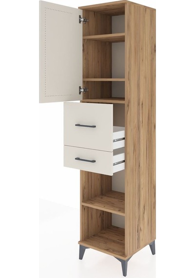 Hyperion Dolap 4 Raflı 2 Çekmeceli Tek Kapaklı 44x44x195 Çam-aytaşı Atlas Çam