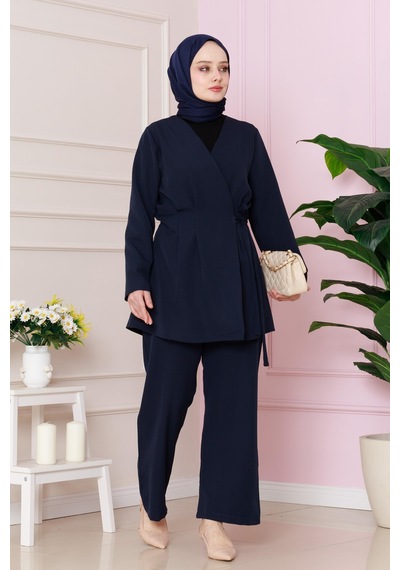 Sevitli Yandan Bağlamalı Hürremtakım-lacivert-4749