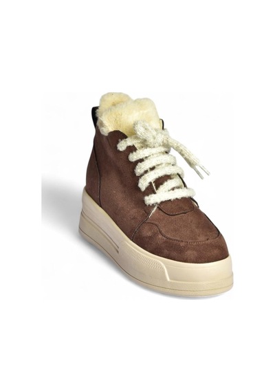 Fox Shoes V367343402 Kahverengi Süet İçi Tüylü Kalın Tabanlı Kadın Bot Kahverengi