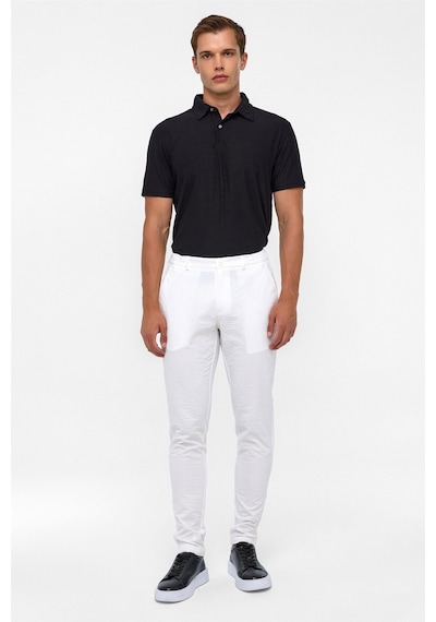 Süvari Beyaz Slim Armürlü Jogger Pantolon