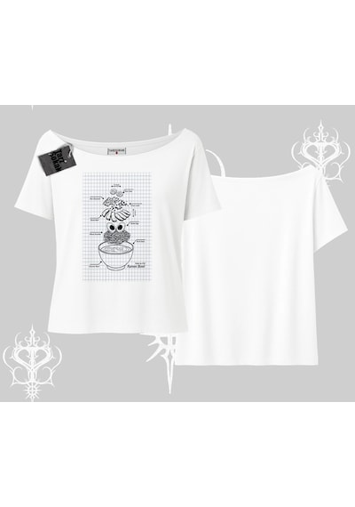 Tarzsokak Kayık Yaka Tshirt Noodle Theory Hand Drawn Concept Beyaz
