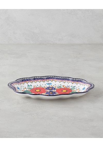 English Home Whimsy Stoneware Kayık Tabak 35 Cm Renkli Çok Renkli