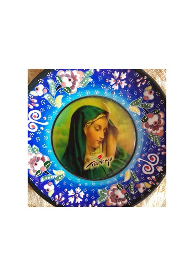 Meryem Ana Konulu Tabak Lacivert Lacivert