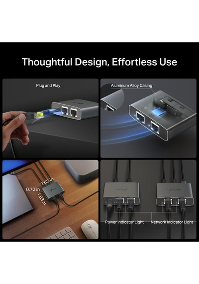 Lexroo Eh310 1 E 3 Gigabit Ethernet Splitter 1000 Mbps Tak & Çalıştır 4 Adet Gigabit Port