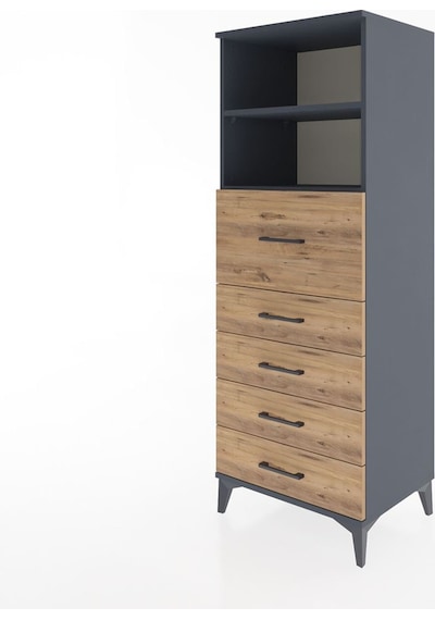 Hyperion Dolap 2 Raflı 5 Çekmeceli 60x44x163 Antrasit-çam Antrasit Hyperion Dolap 2 Raflı 5 Çekmeceli 60x44x163 Antrasit-çam Antrasit