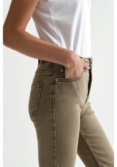 Açelyaokcu High Waist Flare Leg Full Length Stretch Jean Bej