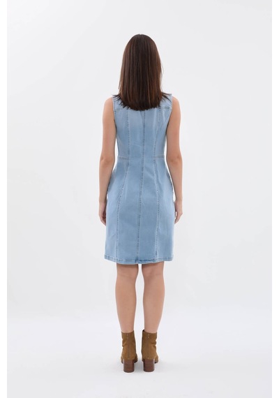 Banny Jeans Kadın Açık Mavi Fermuarlı Jean Elbise Açık Mavi