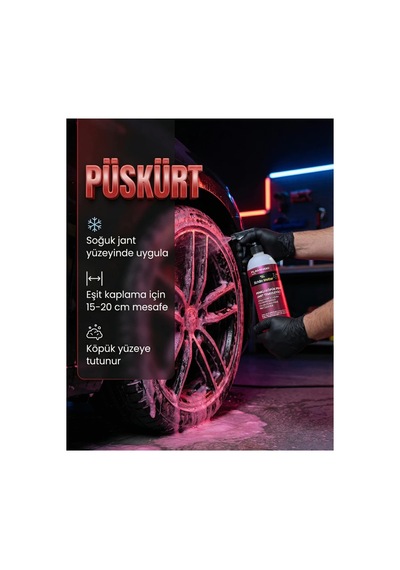Araç Oto Pembe Jant Temizleyici - Renkli Köpük Sprey 500ml Flamıngo