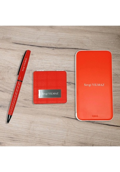 Kişiye Özel Hediyelik Set 5000 Mah Powerbank, Metal Tükenmez Kal