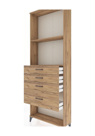 Arges Dolap 2 Raflı 4 Çekmeceli 88x30x243 Çam-çam Atlas Çam