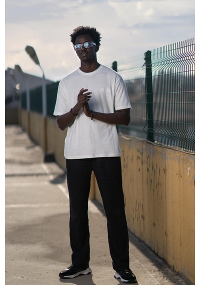 Bisiklet Yaka Havlu Kumaş Yarı Oversize Hafif Geniş Model T-shirt 001