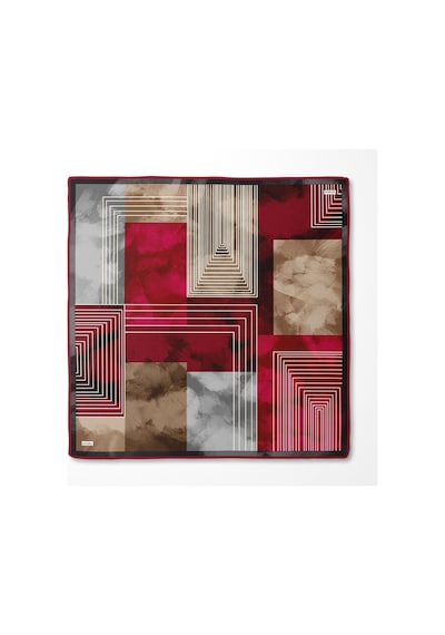 Levidor Geometrik Desen Twill İpek Eşarp-0941 Kırmızı