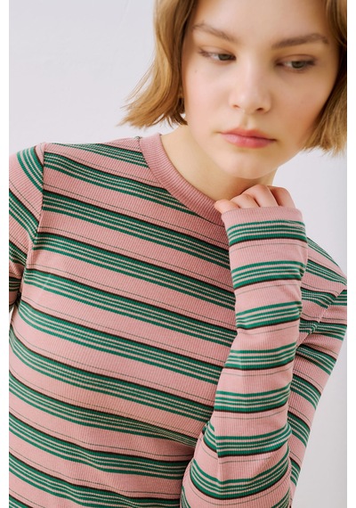 Manuka Uzun Kol Çizgili Body Pembe Ss26bdy00001-78