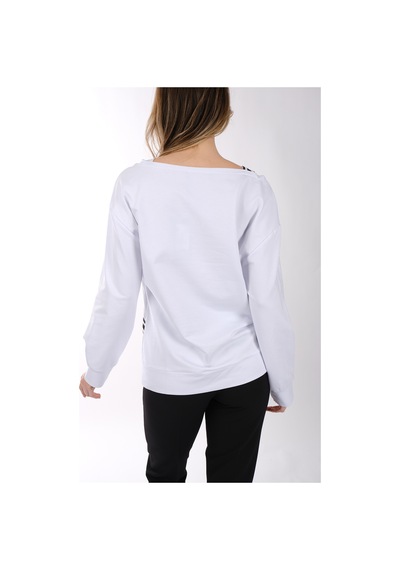 Ysatis Minimalist Oversize V Yaka Uzun Kol Kadın Bluz - Günlük & Özel Gün Beyaz