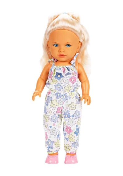 Tina Summer Sarışın Mavi Gözlü Et Bebek - 45 Cm Çiçekli Tulumlu Oyuncak Bebek