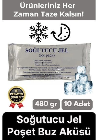 Premium Güvenli Dayanıklı Malzeme Seyahat Yolculuk Yiyecek Soğutucu Jel Poşet Buz Aküsü 480gr 10adet Çok Renkli