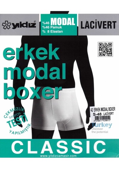 6'Lı Siyah Modal Erkek Klasik Boxer 40 001