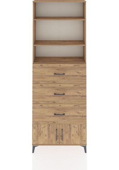 Arges Dolap 3 Raflı 3 Çekmeceli 2 Kapaklı 88x30x243 Çam-çam Çam