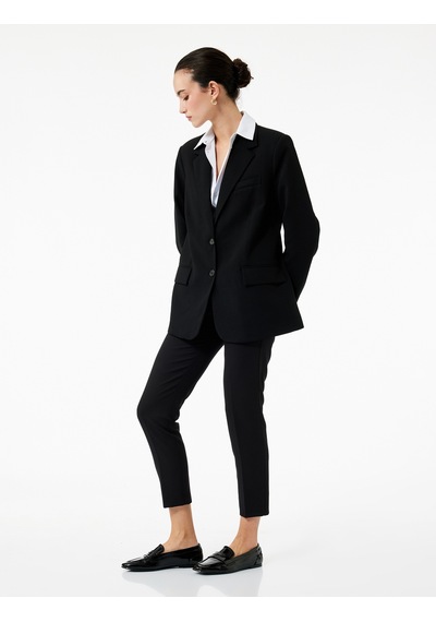 Koton Cepli Yüksek Bel Slim Fit Cigarette Pantolon Siyah 7wak40019uw