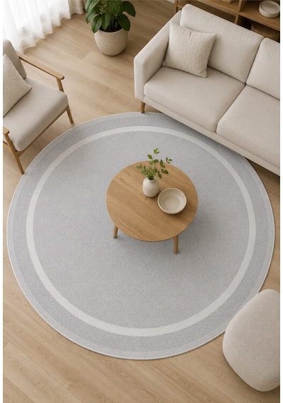 Modern Sisal 8001 Gri Krem Daire Leke Tutmayan Kaymaz Taban Salon Mutfak Koridor Balkon Halısı