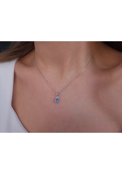 Sirius Pırlanta ve Oval Mavi Topaz Taşlı Kolye 0817P0058