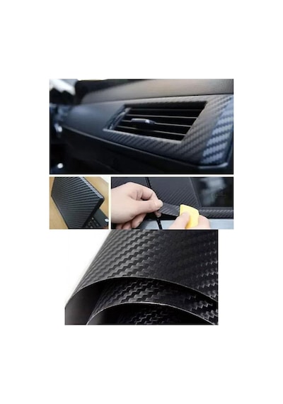 Karbon Fiber Folyo Hava Kanallı Araç Döşeme Kaplama Folyosu Siyah 30 Cm X 1 Metre