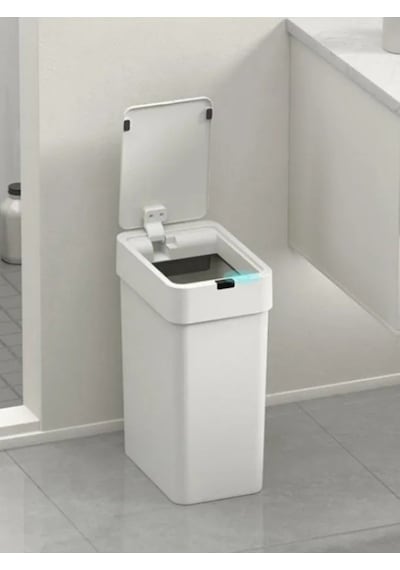 9litre Sensörlü Otomatik Çöp Kovası Ofis Mutfak Banyo Balkon Akıllı Çöp Kovası Beyaz