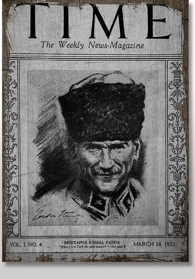 Bedeko Ahşap Tablo 50 Cm X 70 Cm Mustafa Kemal Atatürk Time Gazetesi