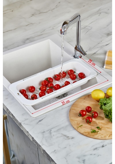 Lavoba İçi Sürgülü Açılır Kapanır Sebze Meyve Süzgeci Siyah Açık 38,5 Cm Kapalı 34,50 Cm