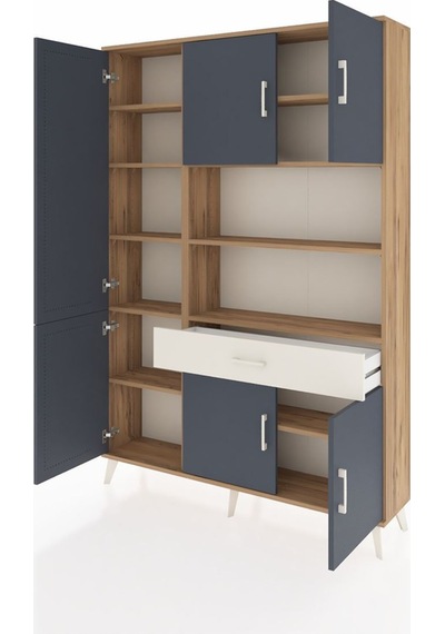 Arges Dolap 10 Raflı Tek Çekmeceli 6 Kapaklı 132x30x195 Çam-antrasit/aytaşı Antrasıt/aytası Arges Dolap 10 Raflı Tek Çekmeceli 6 Kapaklı 132x30x195 Çam-antrasit/aytaşı Antrasıt/aytası