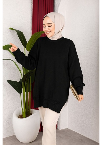 Hira Life Fashion Kadın Testtür Giyim Bisiklet Yaka Yırtmaçı Taşlı Ve Balon Kollu Oversize Şık Triko Tunik Siyah Siyah Hira Life Fashion Kadın Testtür Giyim Bisiklet Yaka Yırtmaçı Taşlı Ve Balon Kollu Oversize Şık Triko Tunik Siyah Siyah