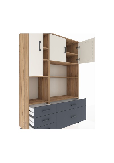 Hyperion Dolap 8 Raflı 5 Çekmeceli 3 Kapaklı 132x44x195 Çam-aytaşı/antrasit Aytası/antrasıt Hyperion Dolap 8 Raflı 5 Çekmeceli 3 Kapaklı 132x44x195 Çam-aytaşı/antrasit Aytası/antrasıt