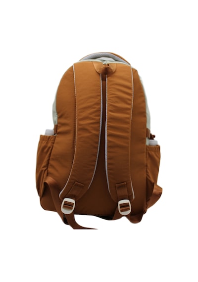 Günlük Sırt Çantası Unisex Çok Bölmeli Okul Çantası 2601 Bej-taba Siyah - Taba