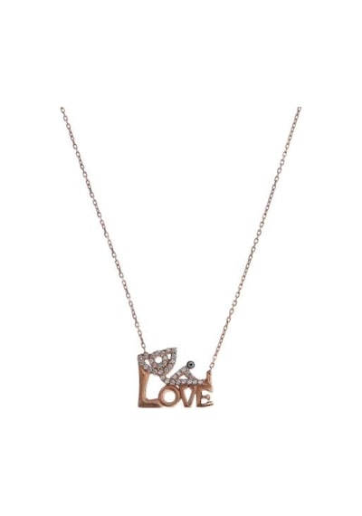925 Ayar Gümüş Love Rose Pembe Altın Gümüş Kolye