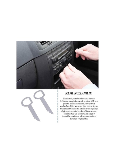 Koodmax Araba Radyo Oto Teyb Cd Çalar Sökme Çıkartma Aparatı Metal - 10 Adet