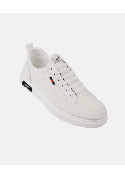 Erkek Rahat Taban Lastik Bağcıklı Sneaker Gerçek Deri Mc 19039 Beyaz Bej