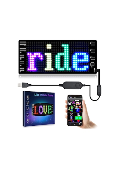 Programlanabilir 17x7cm Matrix Kayan Yazı Led Ekran Bluetooth & App Kontrol Çok Renkli