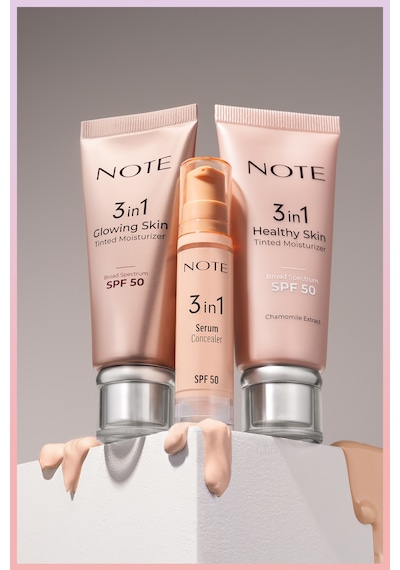 Note Cosmetique 3 in 1 Glowing Skin Tinted Moisturizer 50 SPF Işıltılı Aydınlatıcı Krem