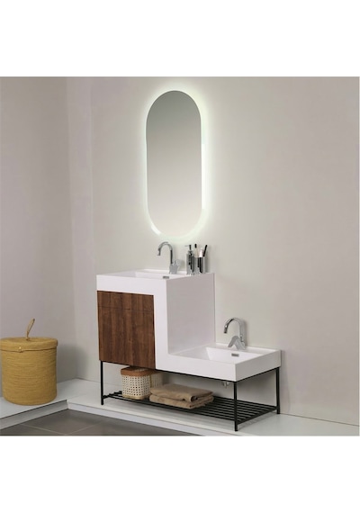 Kobos Up-down 100 Cm Banyo Dolabı Seti New Dark Walnut Ahşap - Beyaz Kobos Up-down 100 Cm Banyo Dolabı Seti New Dark Walnut Ahşap - Beyaz