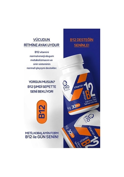 Tr Evo Pharma Vitamin B12 Metilkobalamin 1000 Mcg 30 Çiğneme Tableti