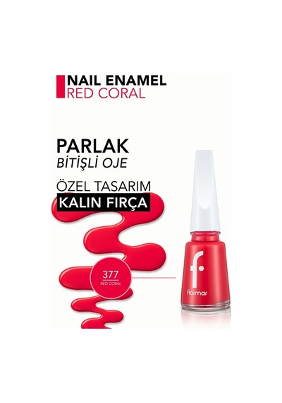 Nail Enamel Yüksek Pigmentli & Parlak Bitişli Oje Fne-377 Red Coral 377